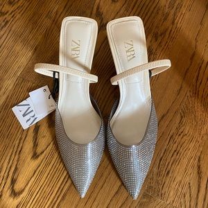 NWT! Zara rhinestone pointed toe heels.